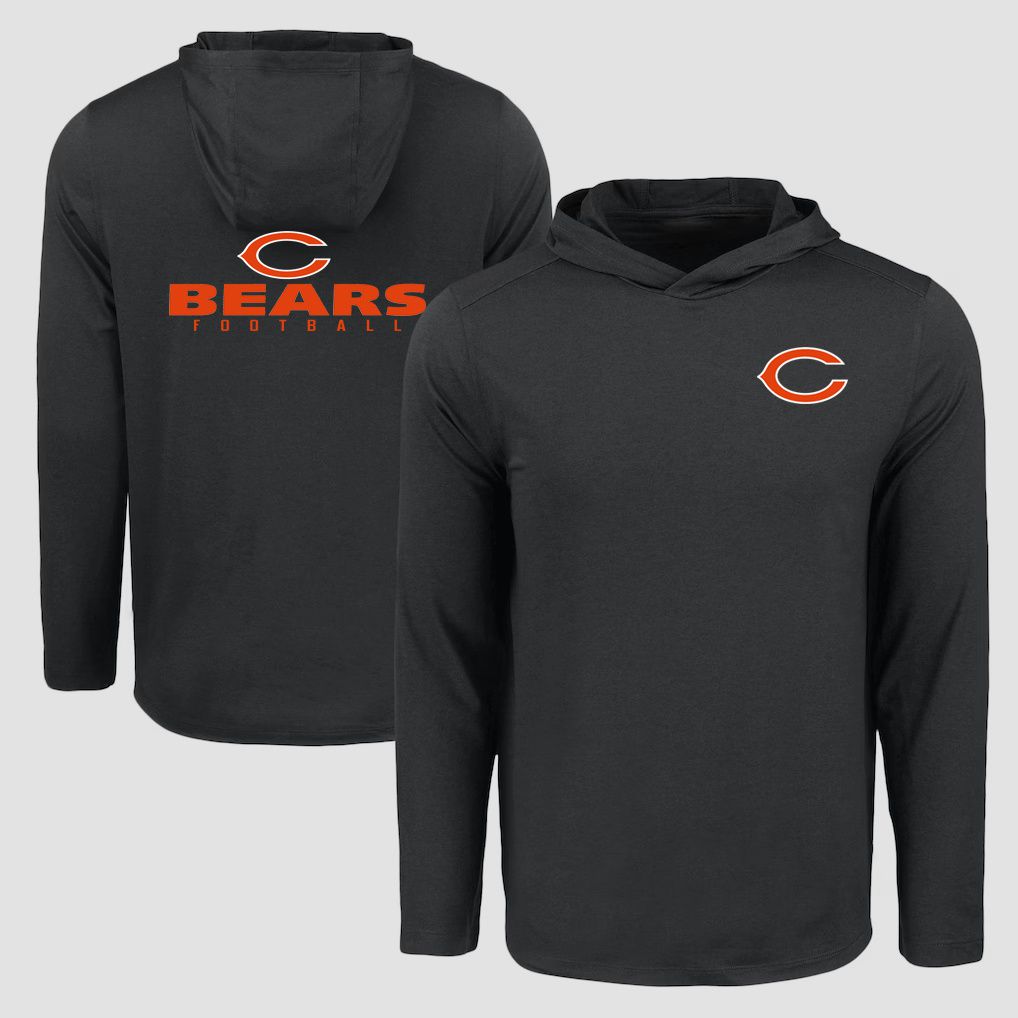 Men 2026 NFL Chicago Bears Hooded long sleeved T-shirt black 05->->Sports Accessory